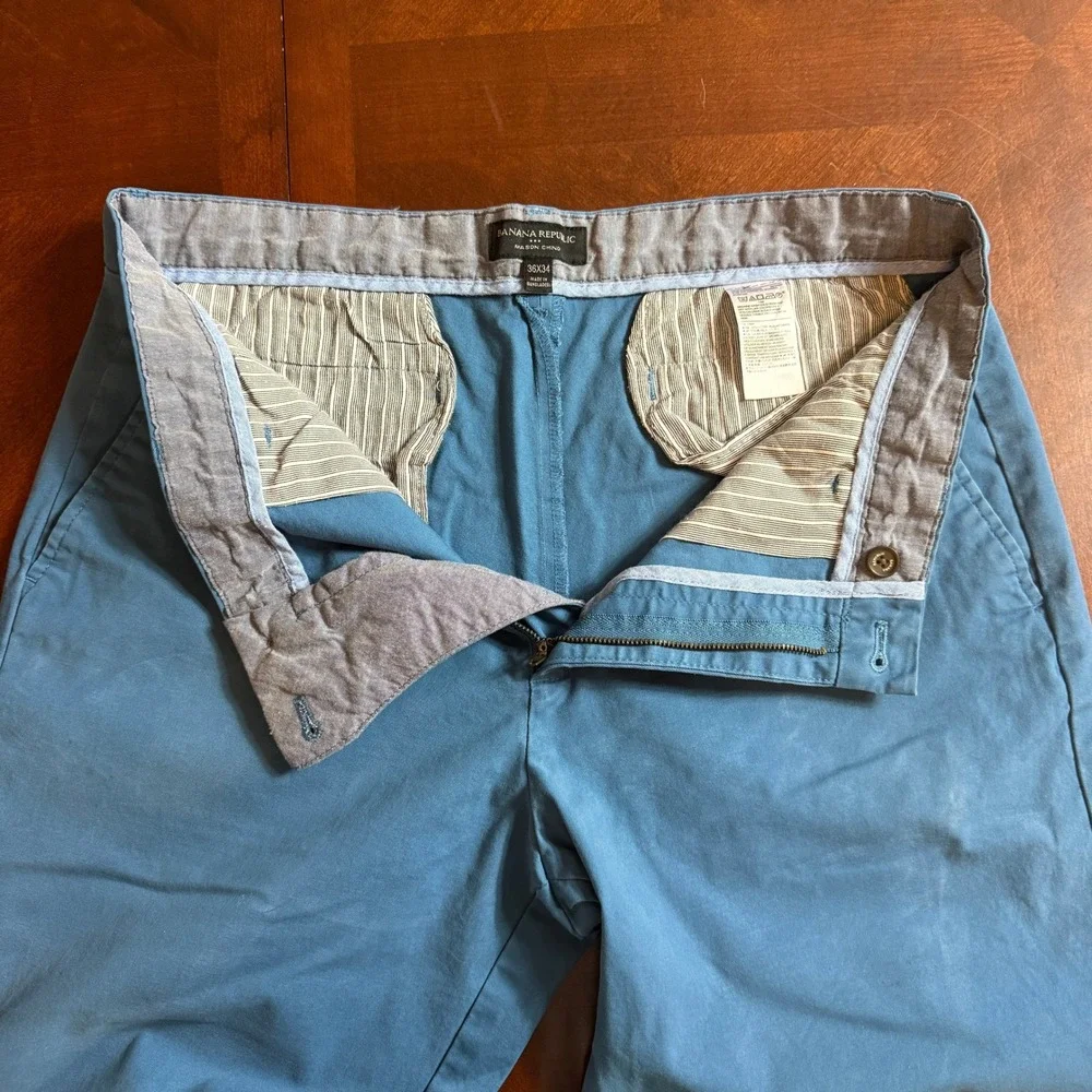 Banana Republic Mason Chino Pants Mens 36x34 Light Blue Stretch Cotton Casual